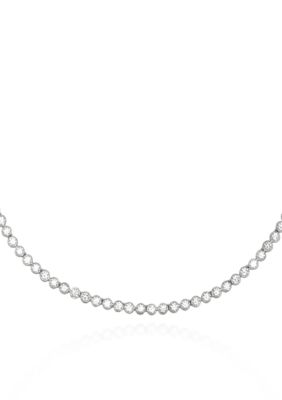 Belk & Co. Platinum Plated Sterling Silver Cubic Zirconia Tennis Necklace