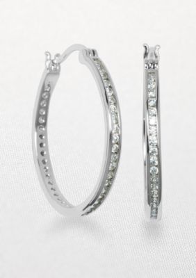 Belk & Co. Platinum Plated Sterling Silver Cubic Zirconia Hoop Earring