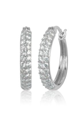 Belk & Co. Platinum Plated Sterling Silver Small Cubic Zirconia Hoop Earrings  