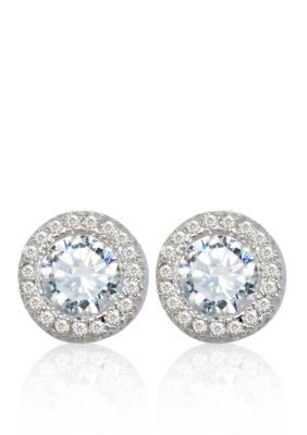 Belk & Co. Platinum Plated Sterling Silver Pave Cubic Zirconia Earrings<br>