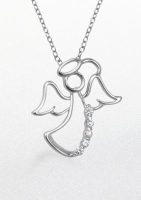 Belk & Co. Platinum Plated Sterling Silver Cubic Zirconia Angel Pendant