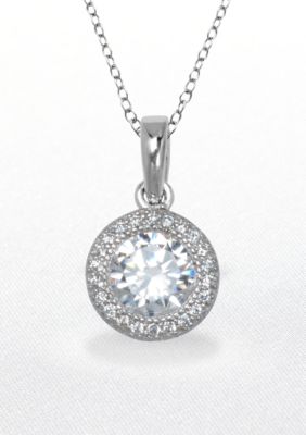 Belk & Co. Platinum Plated Sterling Silver Cubic Zirconia Round Pendant