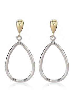 Belk & Co. Sterling Silver And 14K Open Teardrop Earring On Post