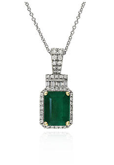 Effy 14k White Gold Emerald and Diamond Pendant