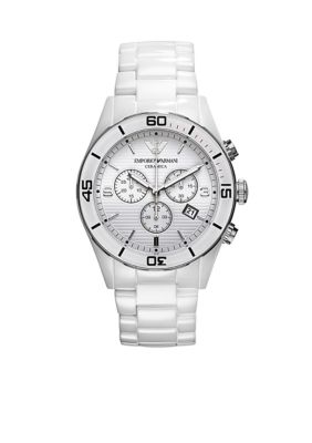 Emporio Armani Emporio Armani White Ceramic Men's Watch with White Chronograph Dial