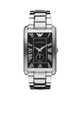 Emporio Armani Men's Marco Classics Rectangular Black Dial Stainless Steel Bracelet Watch
