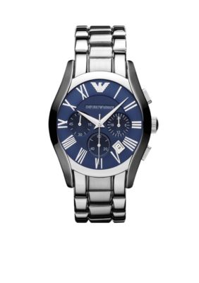 Emporio Armani Men's Silver Tone Stainless Steel Valente Chrongraph Watch