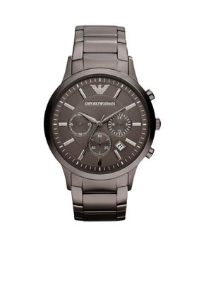 Emporio Armani&reg; Men's Classic Round Grey on Grey Stainless Steel Watch