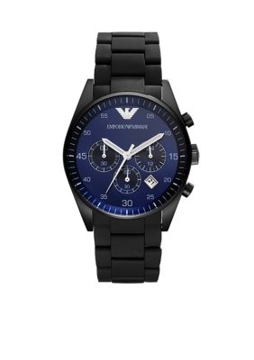 Emporio Armani Sportivo Black Silicone and Stainless Steel with Blue Dial