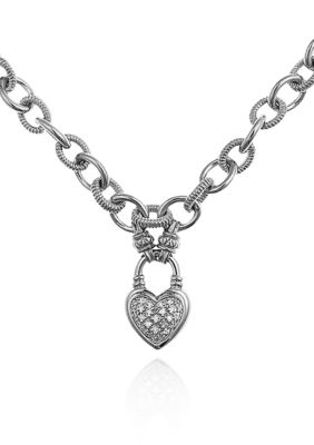 Belk & Co. Diamond Heart Toggle Clasp Necklace in Sterling Silver