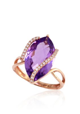 Effy Marquise Amethyst and Diamond Ring in 14k Rose Gold