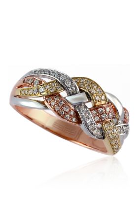 Effy Diamond Braid Ring in 14K Yellow White Gold and Rose Gold Effy Diamond Braid Ring in 14K Yellow White Gold and Rose Gold