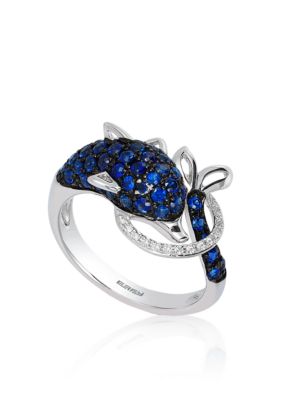 Effy Sapphire & Diamond Dolphin Ring in 14K White Gold Effy Sapphire & Diamond Dolphin Ring in 14K White Gold
