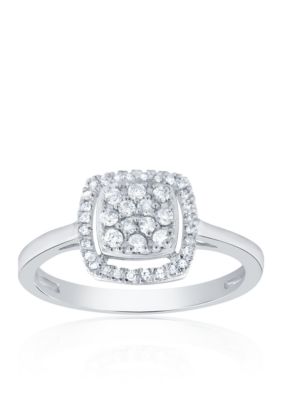 Belk & Co. 0.26 ct. t.w. Diamond Square Cluster Ring in 10K White Gold Belk & Co. 0.26 ct. t.w. Diamond Square Cluster Ring in 10K White Gold