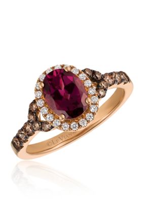 Le Vian Raspberry Rhodolite with Vanilla Diamonds and Chocolate Diamonds Ring in 14K Strawberry Gold Le Vian Raspberry Rhodolite with Vanilla Diamonds and Chocolate Diamonds Ring in 14K Strawberry Gold