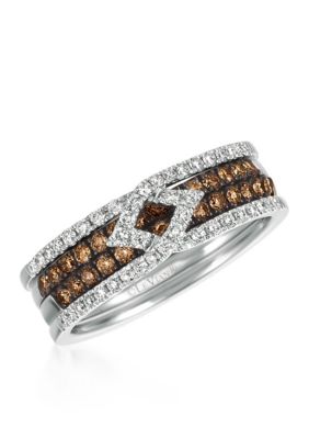 Le Vian Chocolate Diamonds and Vanilla Diamonds Stack Ring in 14k Vanilla Gold Le Vian Chocolate Diamonds and Vanilla Diamonds Stack Ring in 14k Vanilla Gold
