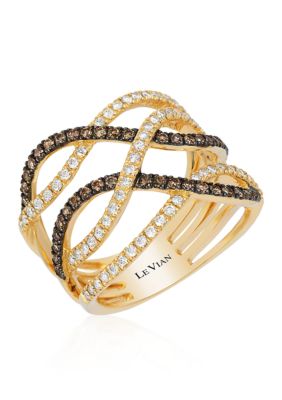 Le Vian Chocolate Diamonds and Vanilla Diamonds Ring in 14k Honey Gold