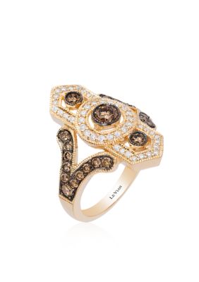Le Vian Chocolate Diamonds and Vanilla Diamonds Ring in 14K Honey Gold