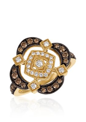 Le Vian Vanilla Diamonds and Chocolate Diamonds Ring in 14K Honey Gold
