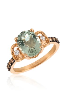 Le Vian Mint Julep Quartz with Vanilla Diamonds and Chocolate Diamonds Ring in 14k Strawberry Gold