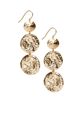 R.J. Graziano Triple Gold Disc Drop Earrings