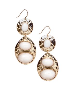 R.J. Graziano Gold and White Drop Earrings