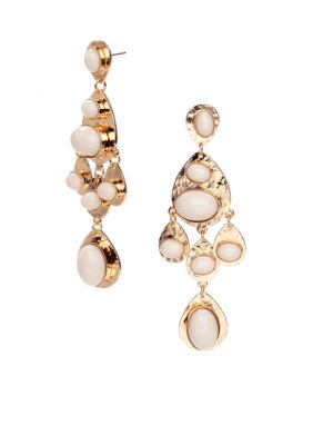 R.J. Graziano Gold and Ivory Chandelier Earrings