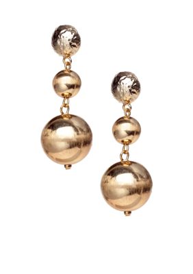 R.J. Graziano Triple Gold Bead Drop Earrings