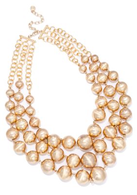 R.J. Graziano Three Row Gold Necklace