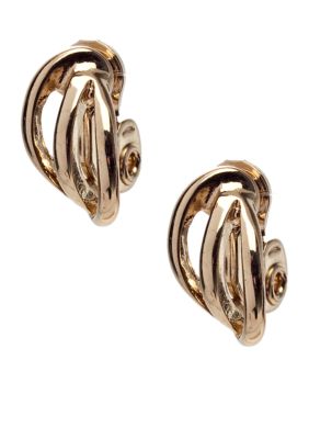 Napier Gold Triple Wire Clip Earrings