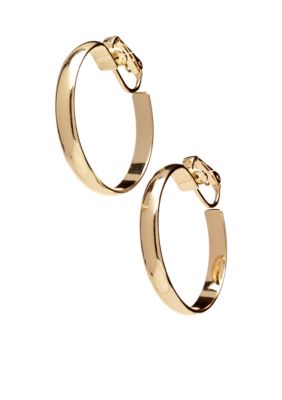 Napier Polished Gold Clip Hoop Earrings