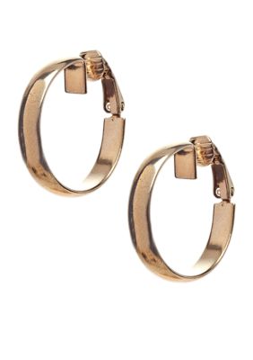 Napier Gold Flatwire Clip Hoops