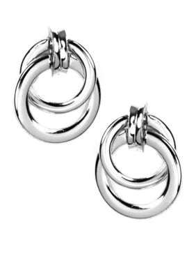 Napier Silver Tone Door Knocker Clip Earring