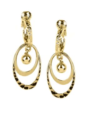 Napier Earring - Gold Clip Orbital Drop Hoop
