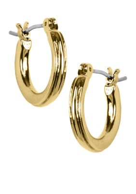 Napier Earring - Polished Gold Hoop with Textured Design