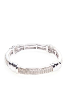Napier Polished Silver Stretch Bracelet