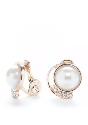 Napier Pearl Button Clip Earrings