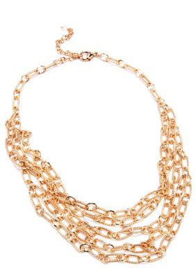 Napier Gold Link Multi-Row Necklace