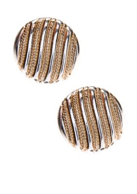 Napier Textured Button Clip Earrings