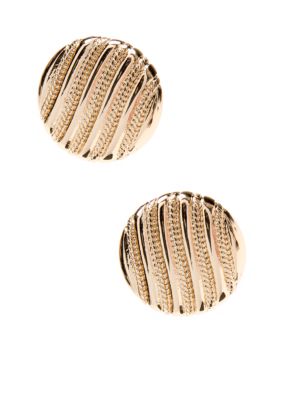 Napier Textured Button Clip Earrings
