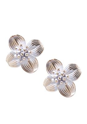 Napier Clip Button Flower Earrings
