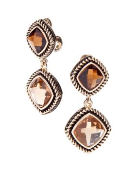Napier Clip Double Drop Earrings