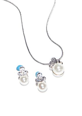 Napier Boxed Crystal Pendant Necklace And Earring Set