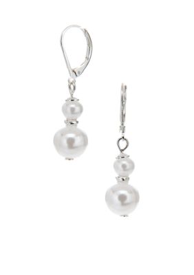 Napier Leverback Pearl Drop Earrings