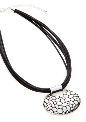 Napier Adjustable Leather Pendant Necklace