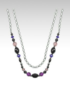 Napier Multi Color Beaded and Chain Necklace