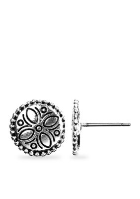 Napier Artisan Silver Button Pierced Earrings
