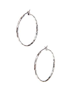 Napier Large Textured Silver Click It Hoop