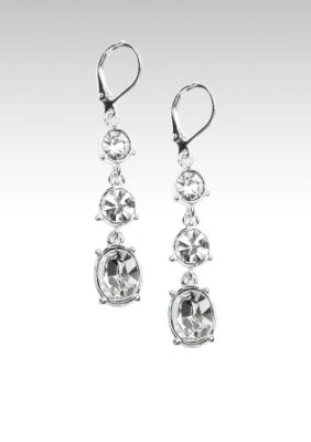 Napier Silver and Crystal Linear Earring