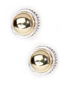 Napier Two Tone Silver And Gold Button Stud Pierced Earring